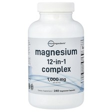 Magnesium 12-in-1 Complex, 240 Vegetarian Capsules (500 mg per Capsule)