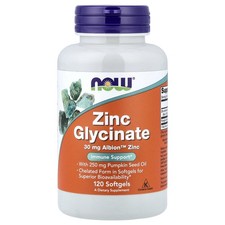 Now Foods Zinc Glycinate 120 Softgels GMP Quality Assured