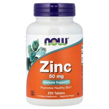 Now Foods Zinc 50 mg 250 Tablets GMP Quality Assured, Kosher, Vegan, Vegetarian