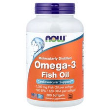Now Foods Omega-3 180 EPA 120 DHA 200 Softgels GMP Quality Assured, Kosher