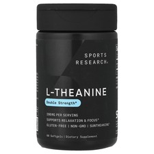 Sports Research L-theanine 200 mg 60 Softgels Dairy-Free, Egg-Free, Fish Free,