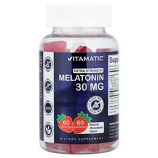 Melatonin Gummies, Natural Strawberry, 30 mg, 60 Gummies