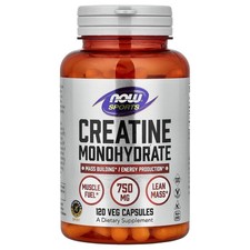 Now Foods Sports Creatine Monohydrate 750 mg 120 Capsules GMP Quality Assured