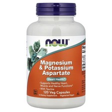 Now Foods Magnesium  Potassium Aspartate 120 Capsules GMP Quality Assured,