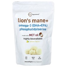 Lion's Mane + Omega-3 (DHA+EPA) Phosphatidylserine, Lemon, 240 Softgels