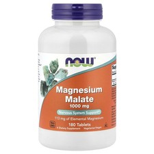 Now Foods Magnesium Malate 1 000 mg 180 Tablets GMP Quality Assured, Vegan,