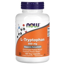 Now Foods L-Tryptophan 500 mg 120 Veg Caps GMP Quality Assured, Vegan,