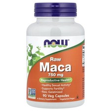 Now Foods Maca Raw 750 mg 90 Veggie Caps GMP Quality Assured, Raw, Vegan,