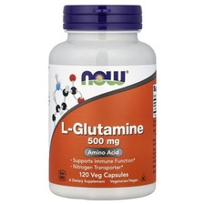 Now Foods L-Glutamine 500 mg 120 Veg Capsules GMP Quality Assured, Vegan,