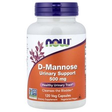 Now Foods D-Mannose 500 mg 120 Veggie Caps GMP Quality Assured, Kosher, Vegan,