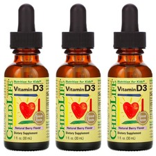 ChildLife, (3 Pack) Vitamin D3, Natural Berry Flavor, 1 fl oz (30 ml)