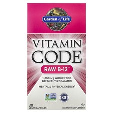 Garden of Life Vitamin Code Raw B-12 30 Vegan Caps Gluten-Free, Kosher, No