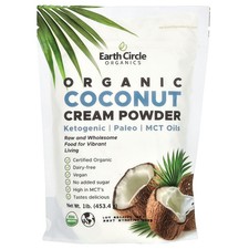 Earth Circle Organics Organic Coconut Cream Powder 1 lb 453 5 g Kosher, Organic