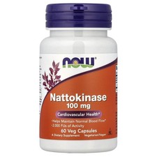 Now Foods Nattokinase 100 mg 60 Veg Capsules GMP Quality Assured, Vegan,