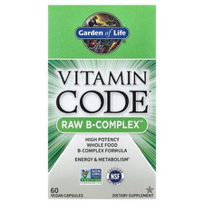 Garden of Life Vitamin Code Raw B-Complex 60 Vegan Caps Gluten-Free, Kosher, No