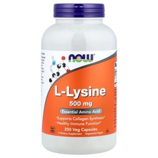 Now Foods L-Lysine 500 mg 250 Capsules GMP Quality Assured