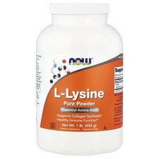 Now Foods L-Lysine Pure Powder 1 lb 454 g GMP Quality Assured, Vegan, Vegetarian