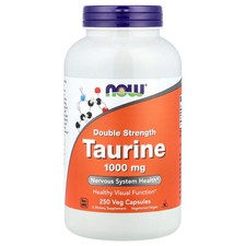 Now Foods Taurine Double Strength 1 000 mg 250 Veg Capsules GMP Quality Assured,