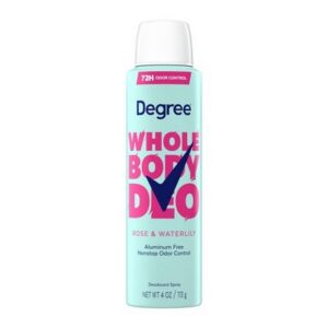 Degree Women Whole Body Deodorant Spray Rose & Waterlily Scent Aluminum 4 oz