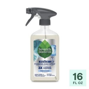Seventh Generation Foaming Dish Spray, 3X Grease Fighters, Free & Clear, 16 Fl.